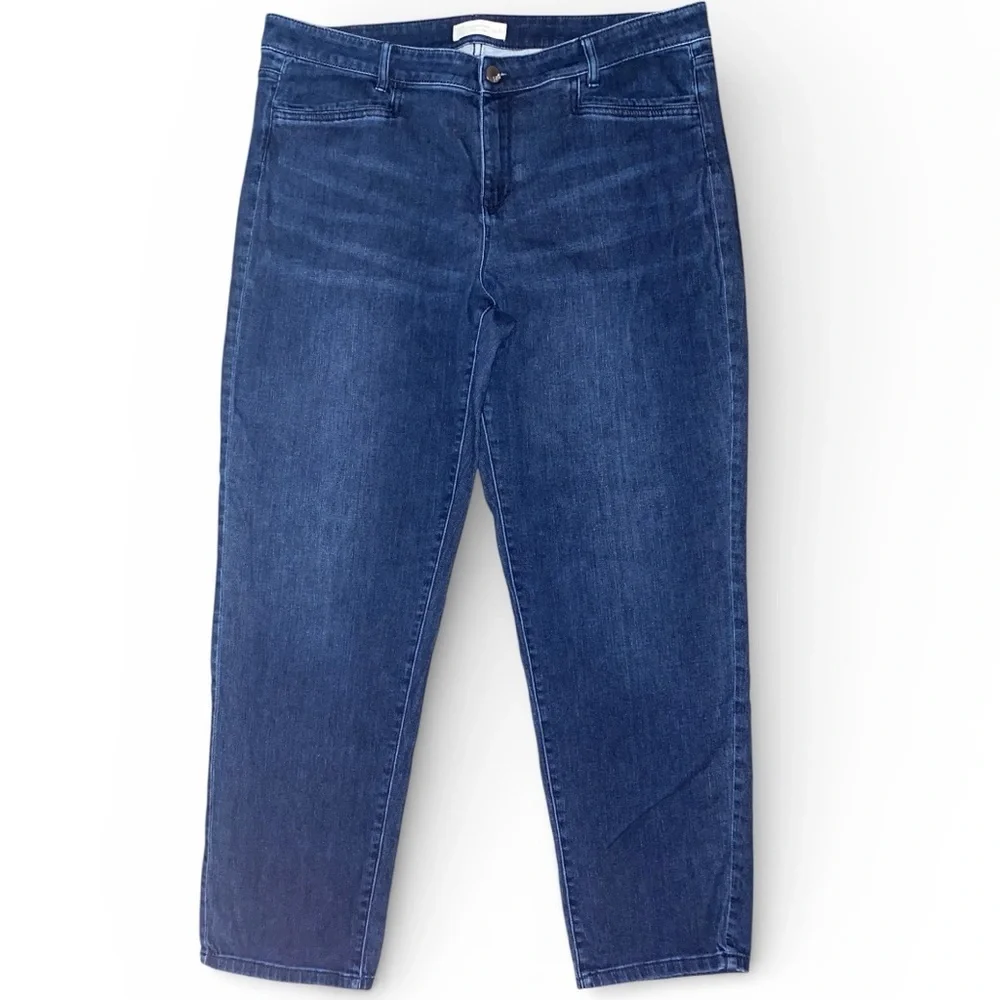 J. JILL Slim Boyfriend Straight Leg Jeans Dark Blue Wash Size 16 - Picture 2 of 5